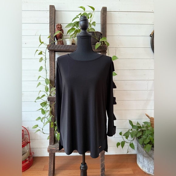 Anne Klein Black Long Sleeve Top with Cut-Out Details - Picture 12 of 17